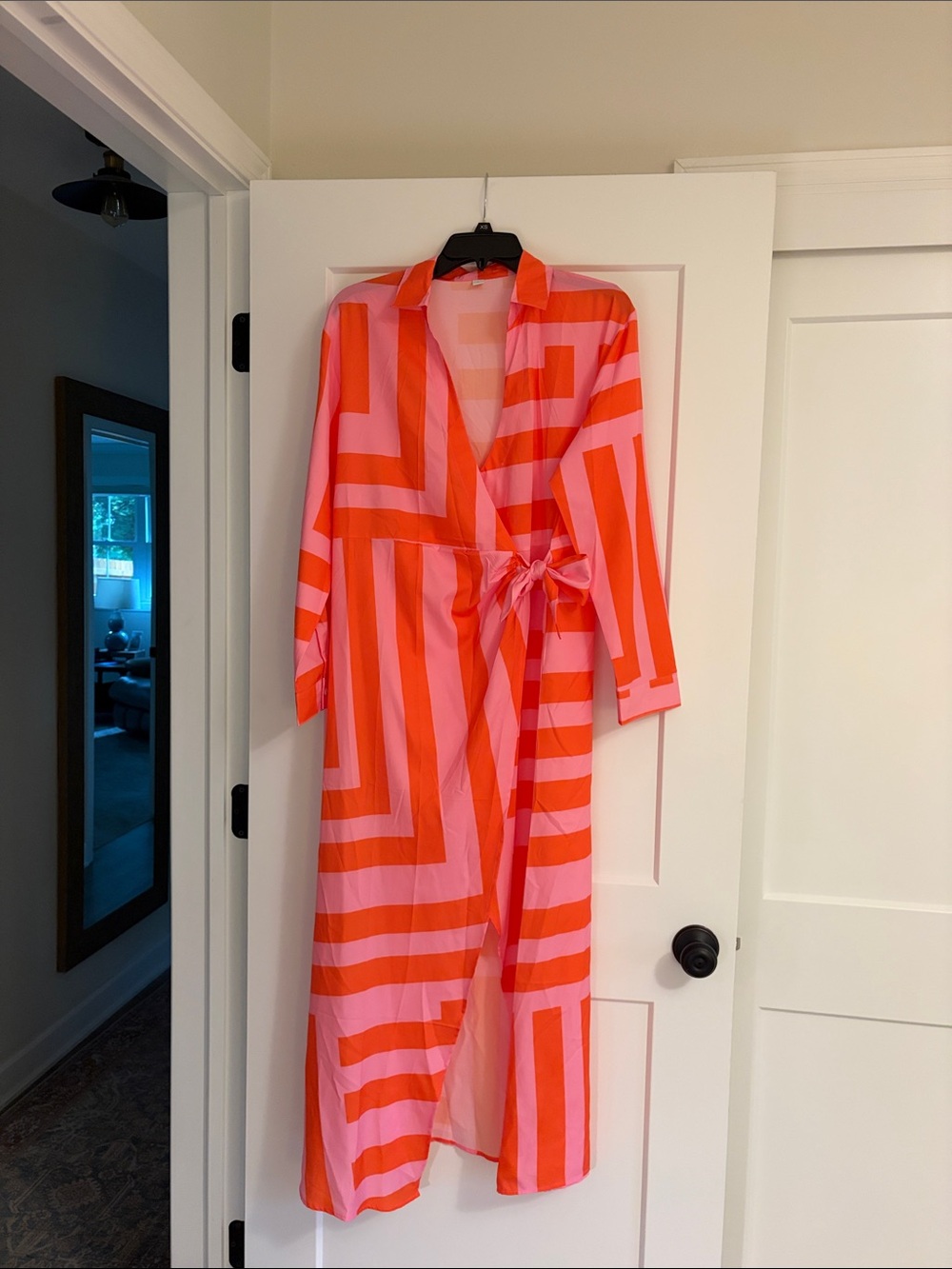 Women’s Pink & Orange Striped Wrap dress - size L